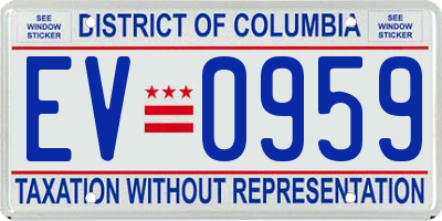 DC license plate EV0959