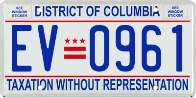 DC license plate EV0961