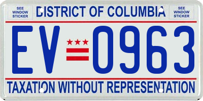 DC license plate EV0963