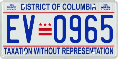 DC license plate EV0965