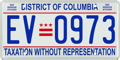 DC license plate EV0973