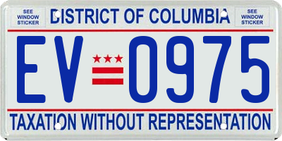 DC license plate EV0975