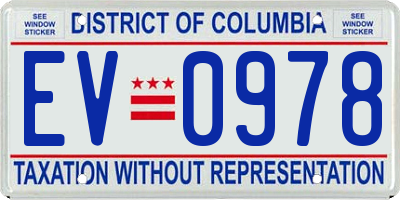 DC license plate EV0978