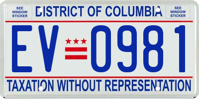 DC license plate EV0981