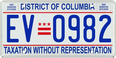 DC license plate EV0982