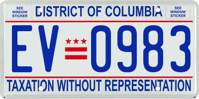DC license plate EV0983