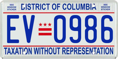 DC license plate EV0986