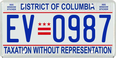 DC license plate EV0987