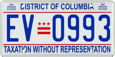 DC license plate EV0993