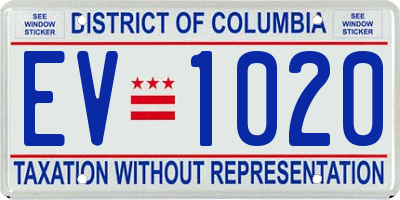 DC license plate EV1020