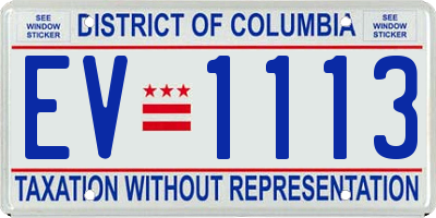 DC license plate EV1113