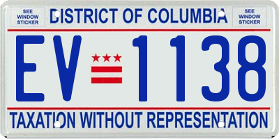DC license plate EV1138