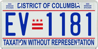 DC license plate EV1181