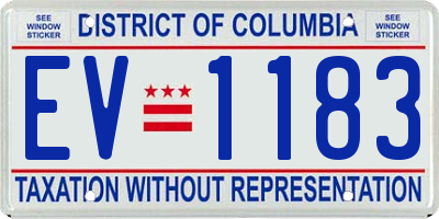 DC license plate EV1183