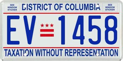 DC license plate EV1458