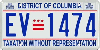 DC license plate EV1474