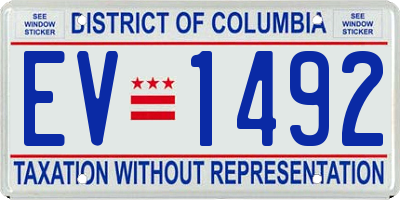 DC license plate EV1492