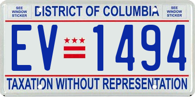 DC license plate EV1494