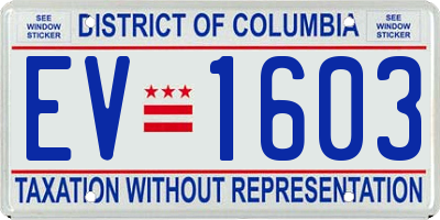 DC license plate EV1603