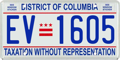 DC license plate EV1605