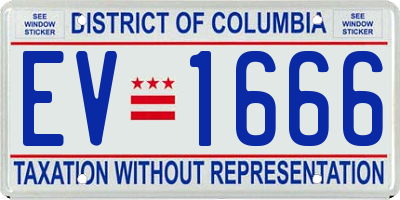 DC license plate EV1666