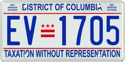 DC license plate EV1705