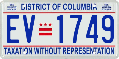 DC license plate EV1749