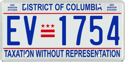 DC license plate EV1754