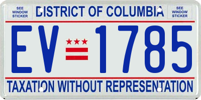DC license plate EV1785