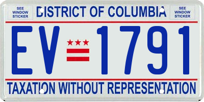 DC license plate EV1791
