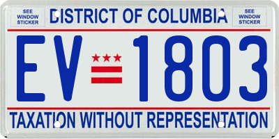 DC license plate EV1803