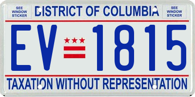 DC license plate EV1815
