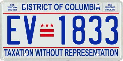 DC license plate EV1833
