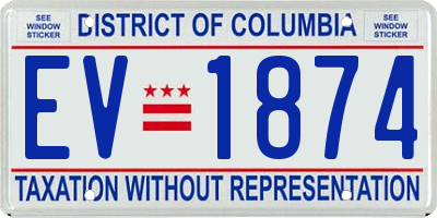 DC license plate EV1874