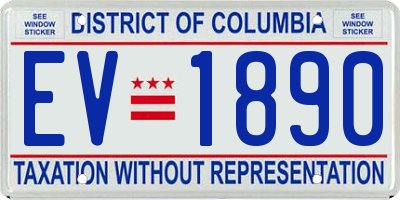 DC license plate EV1890