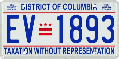 DC license plate EV1893