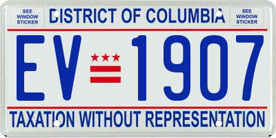 DC license plate EV1907