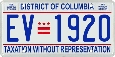 DC license plate EV1920