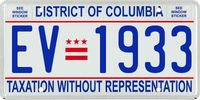 DC license plate EV1933