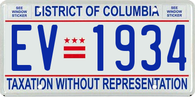 DC license plate EV1934