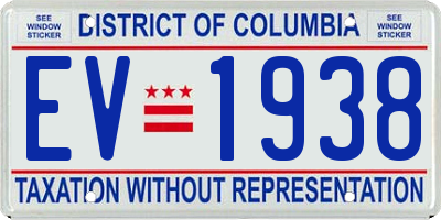 DC license plate EV1938