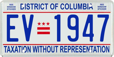 DC license plate EV1947
