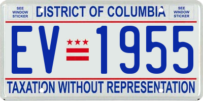 DC license plate EV1955