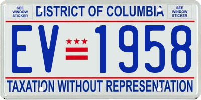 DC license plate EV1958