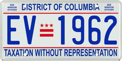 DC license plate EV1962