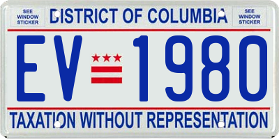 DC license plate EV1980