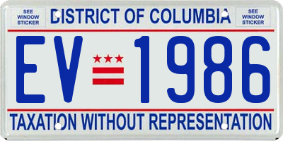 DC license plate EV1986
