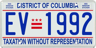 DC license plate EV1992