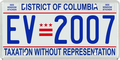 DC license plate EV2007