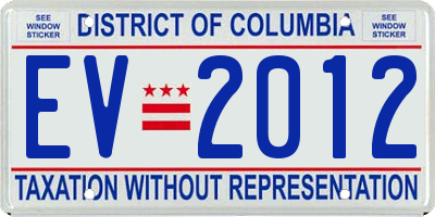 DC license plate EV2012